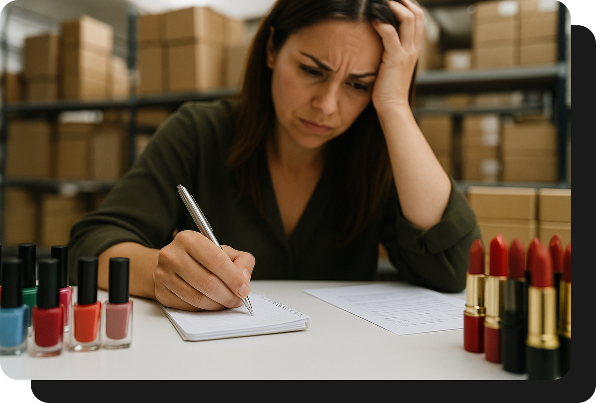 Mayorista de cosmetica tomando pedidos a mano sin ventasxmayor.cl