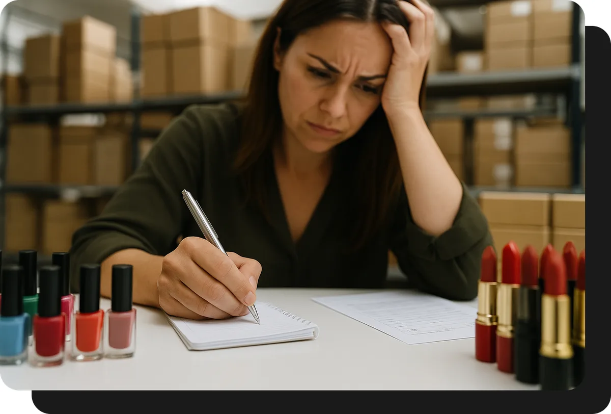 Mayorista de cosmetica tomando pedidos a mano sin ventasxmayor.cl
