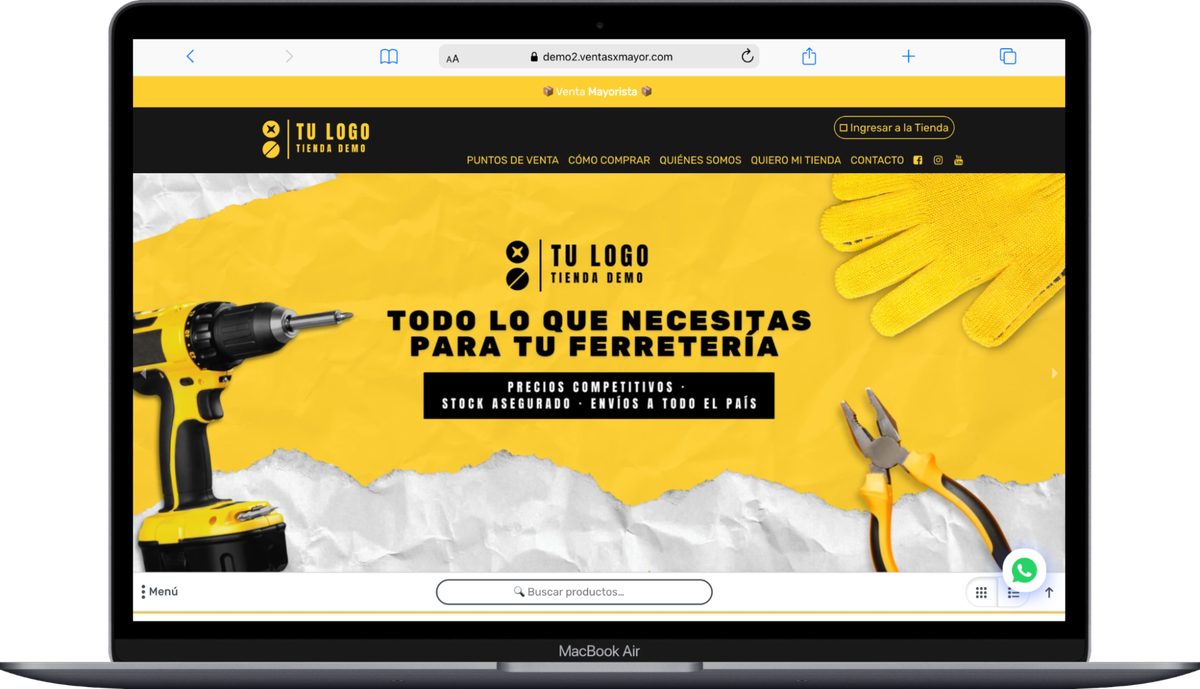 Tienda demo de ferreteria mayorista hecha con ventasxmayor.cl