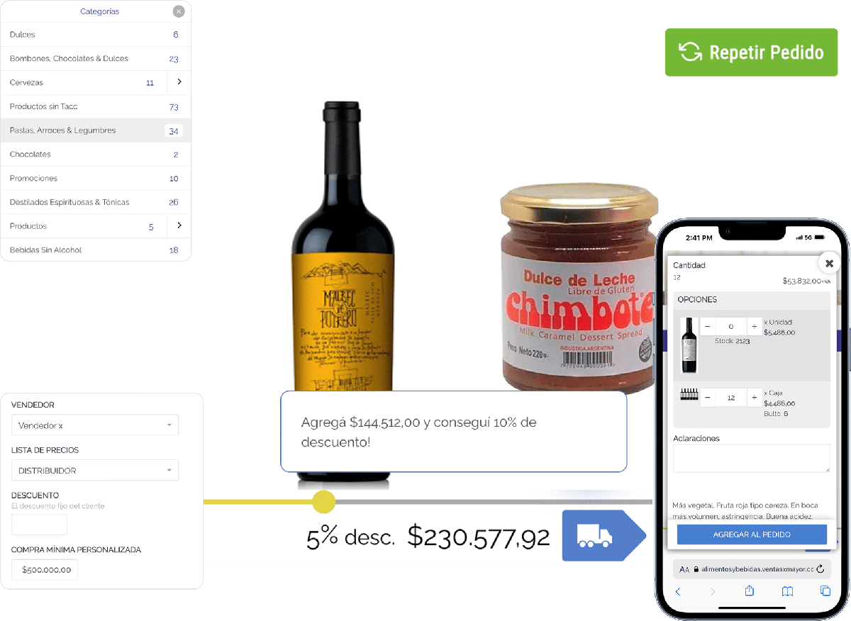 funciones para mayoristas de alimentos y bebidas de ventasxmayor.cl