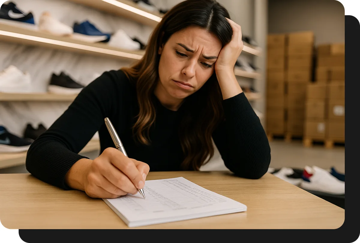 mayorista de calzado tomando pedido a mano sin ventasxmayor.cl
