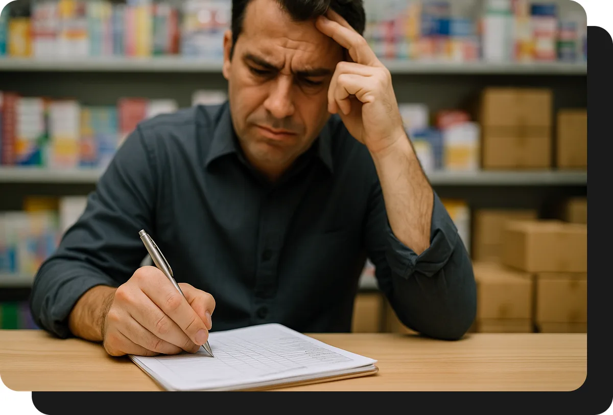 mayorista de libreria tomando pedidos a mano sin ventasxmayor.cl