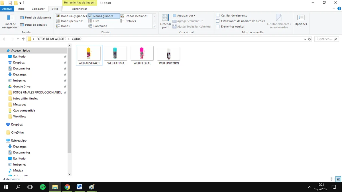 Paso 3: Agregar imágenes dentro de cada carpeta
